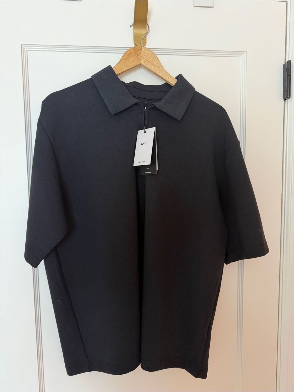Nike Men's 24.7 Black Short-Sleeve Polo with Zip Placket